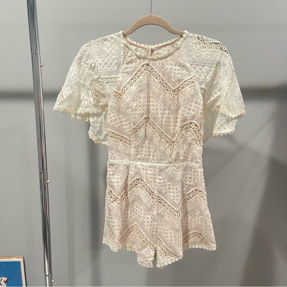 NWT Line & Dot Cream Lace Romper size S - Picture 5 of 5